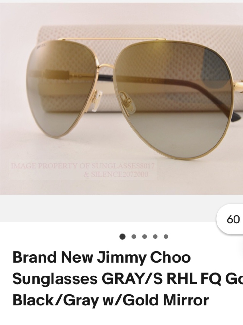 Jimmy Choo Gold Frame Sunglasses with Brown Gradient Lenses- Authentic w/case - Picture 8 of 9